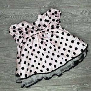 Bryan pink and black polka dot dress w/ tulle frilly  0-3m